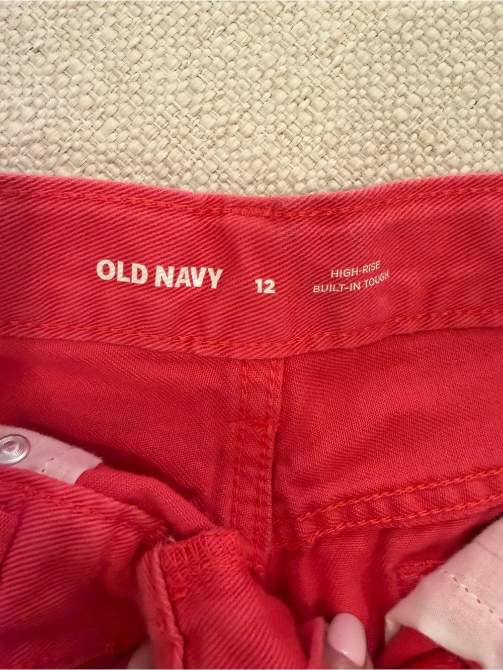 Old Navy Red Frayed Hem Denim Shorts